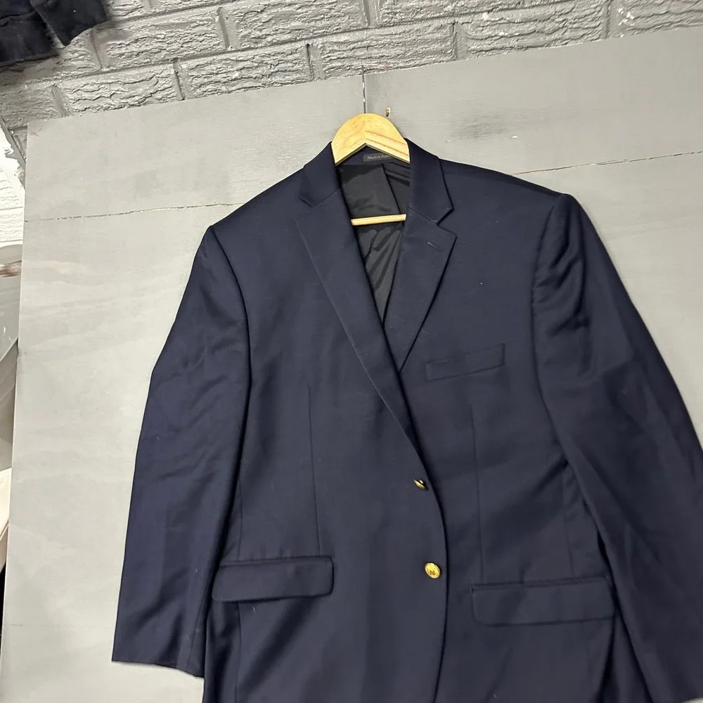 Lauren Ralph‎ Lauren Mens 46R Navy Blue Gold Button Blazer Sport Coat Jacket